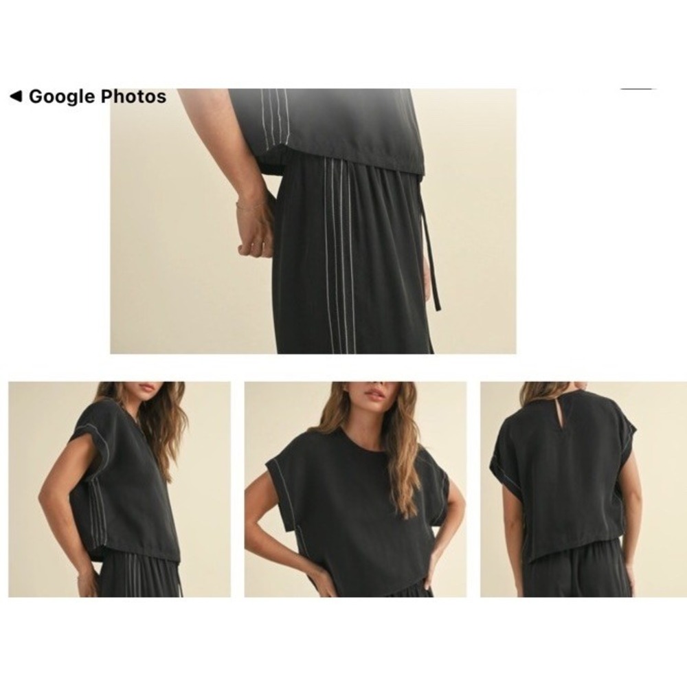 miou muse Short Sleeve Buttery Soft Boxy Slightly Crop Top Black Size Small - Picture 2 of 10